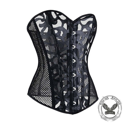 Sexy Mesh Hollow Out Flower Overbust Corset