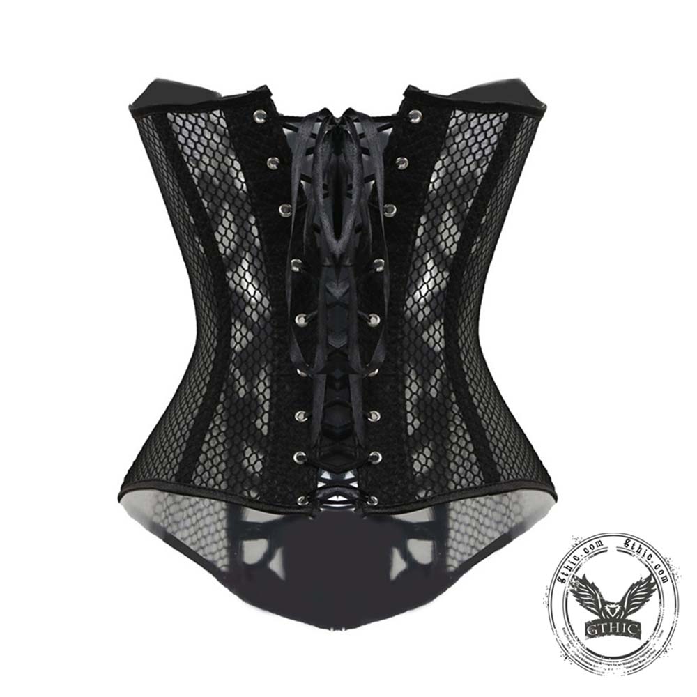 Sexy Mesh Hollow Out Flower Overbust Corset