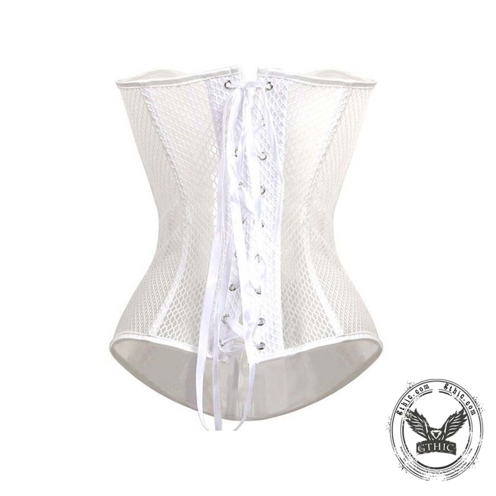 Sexy Mesh Hollow Out Flower Overbust Corset