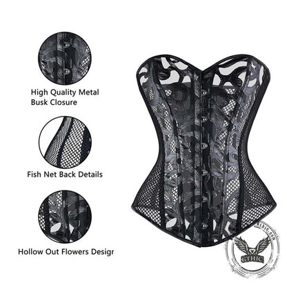 Sexy Mesh Hollow Out Flower Overbust Corset