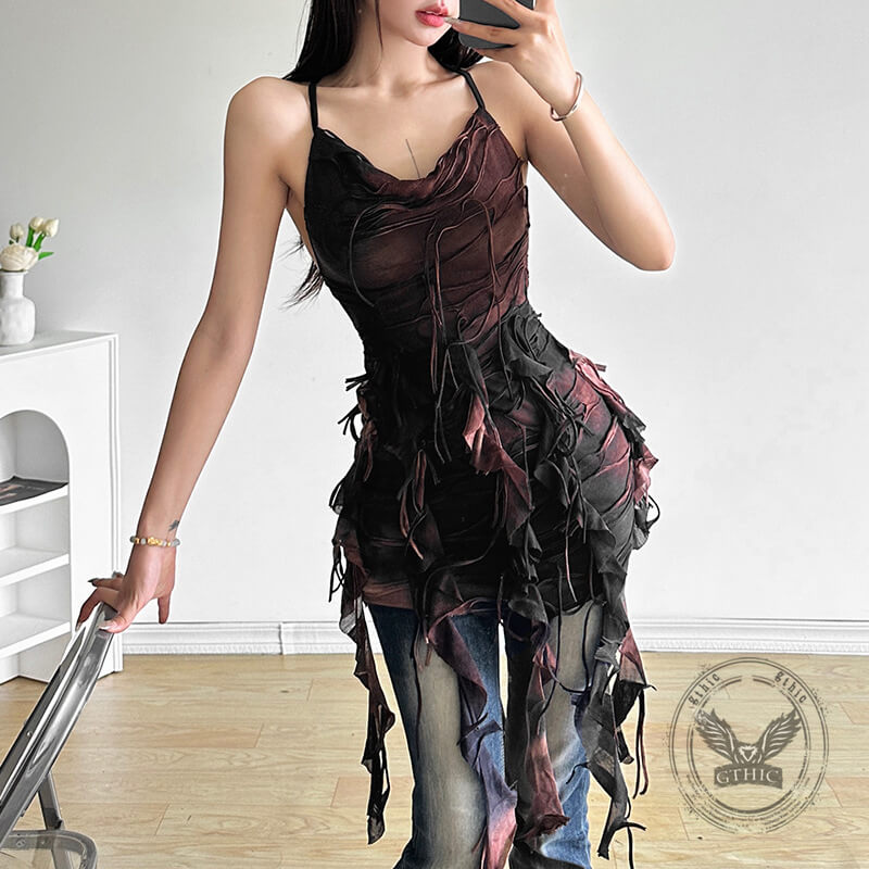 Sexy Ribbon Slim High Waist Halter Neck Backless Dress