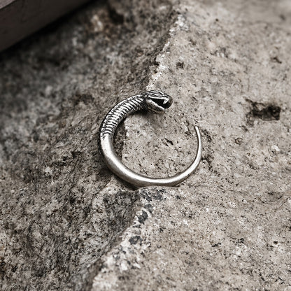 Vintage Snake-Shaped Hoop Earrings in Sterling Silver