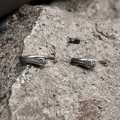 Vintage Snake-Shaped Hoop Earrings in Sterling Silver