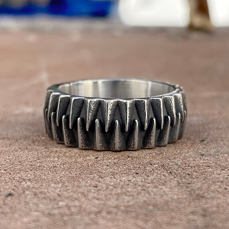Sharp Teeth Stainless Steel Band Ring