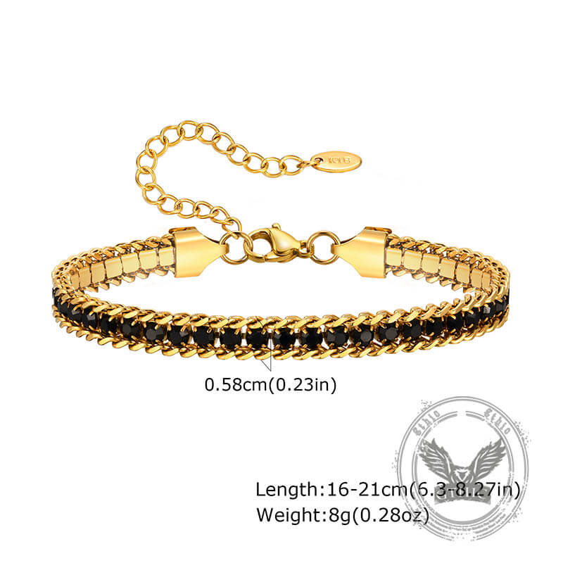 Shiny Zirconia Three-Layer Bracelet in Stainless Steel