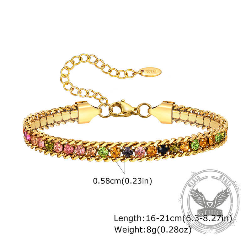 Shiny Zirconia Three-Layer Bracelet in Stainless Steel