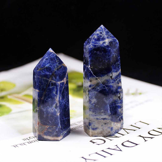 Simple Blue Hexagonal Point Prism Crystal Tower Figurine