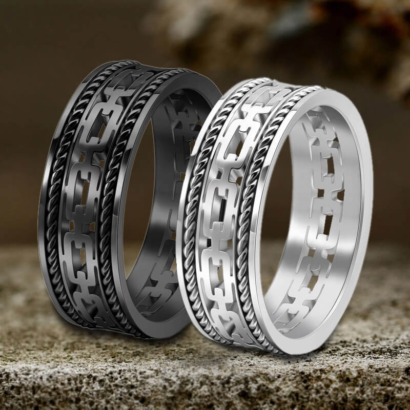 Simple Chain Link Hollow Ring in Stainless Steel