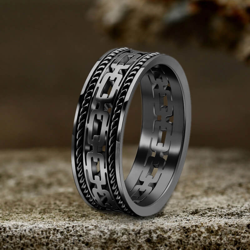 Simple Chain Link Hollow Ring in Stainless Steel