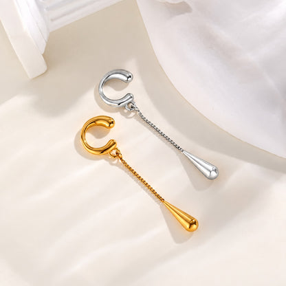 Simple Chain Teardrop Stainless Steel Ear Clips