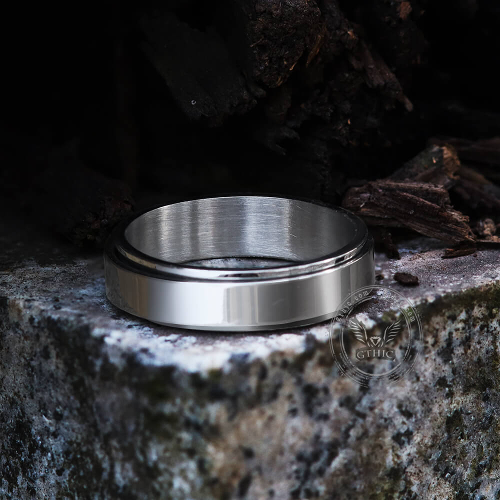 Simple Cross Stainless Steel Decompression Spinner Ring