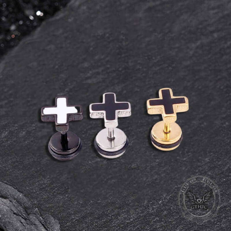 Simple Cross Earring in Stainless Steel
