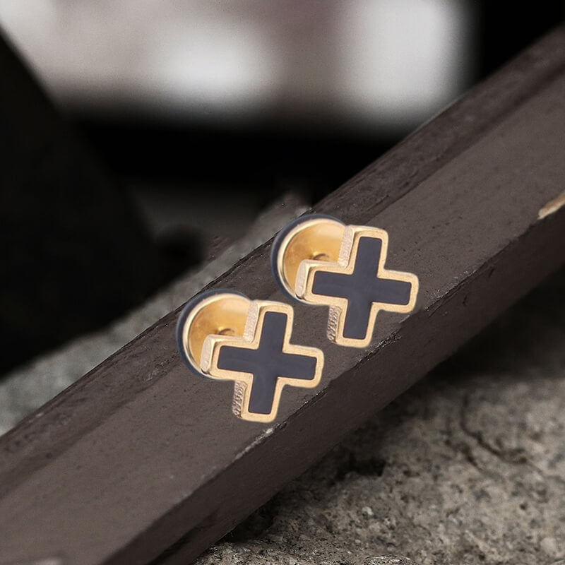 Simple Cross Earring in Stainless Steel