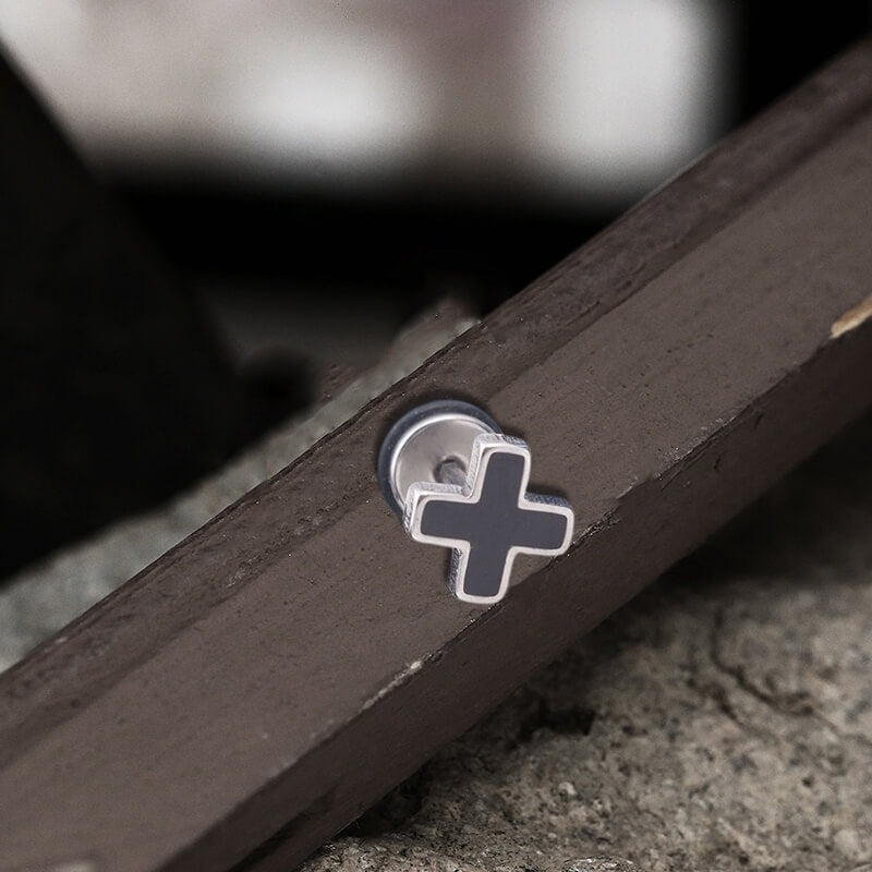 Simple Cross Earring in Stainless Steel