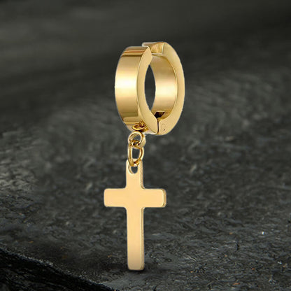 Simple Cross Hoop Earrings in Stainless Steel