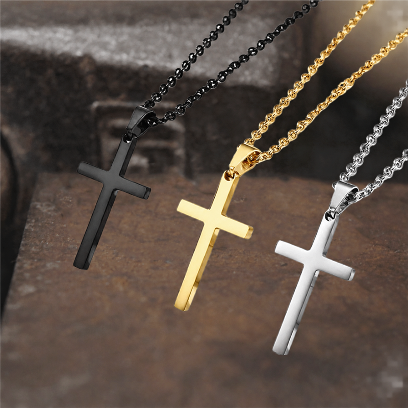 Simple Cross Pendant in Stainless Steel