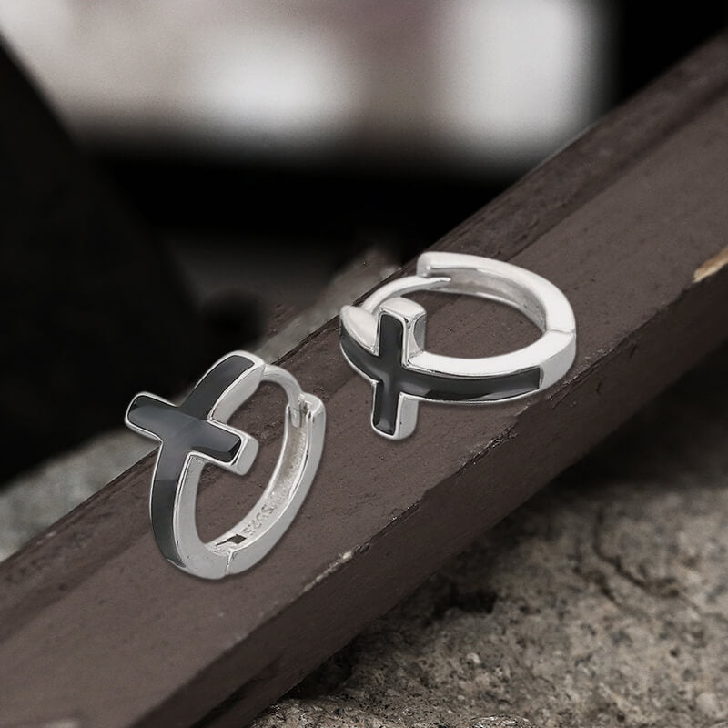Simple Cross Earrings in Sterling Silver