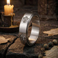Simple Diamond-Set Cross Stainless Steel Spinner Ring