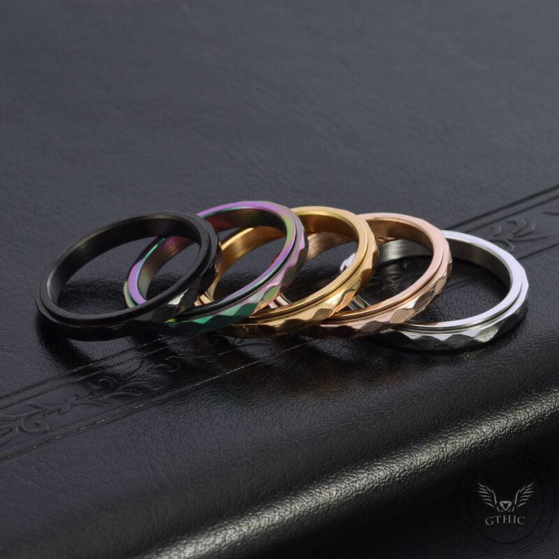 Simple Diamond Spinner Ring in Stainless Steel