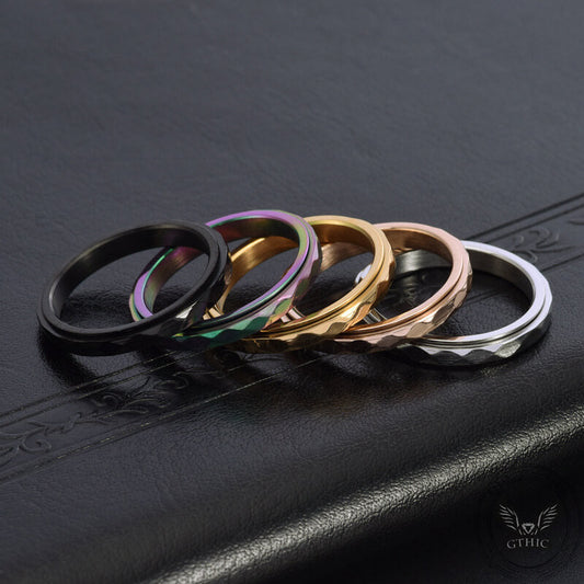 Simple Diamond Spinner Ring in Stainless Steel