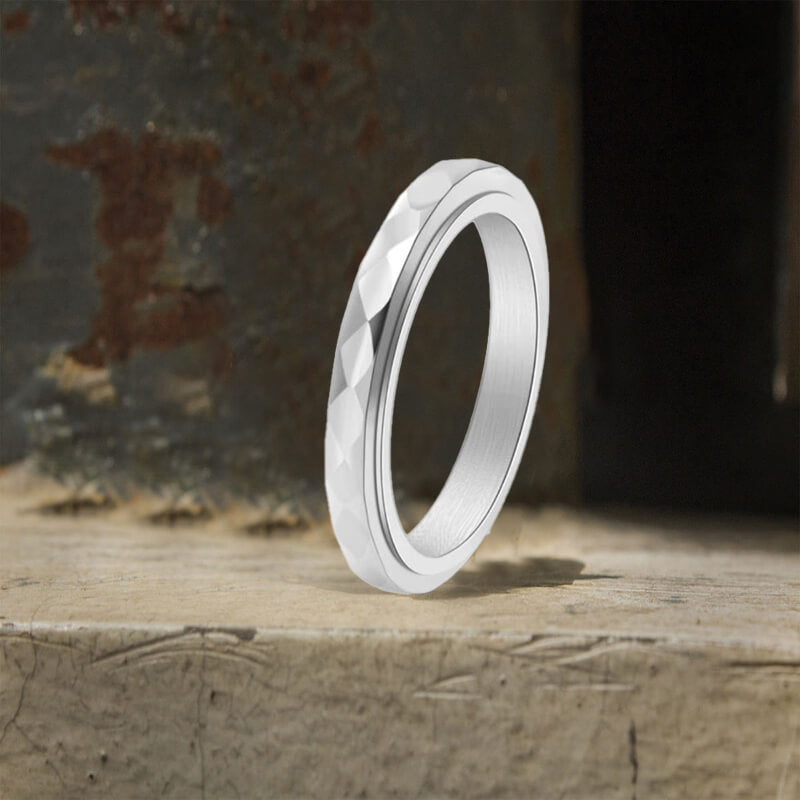Simple Diamond Spinner Ring in Stainless Steel