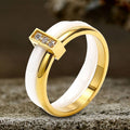 Simple Double Layer Ceramic Zircon Ring