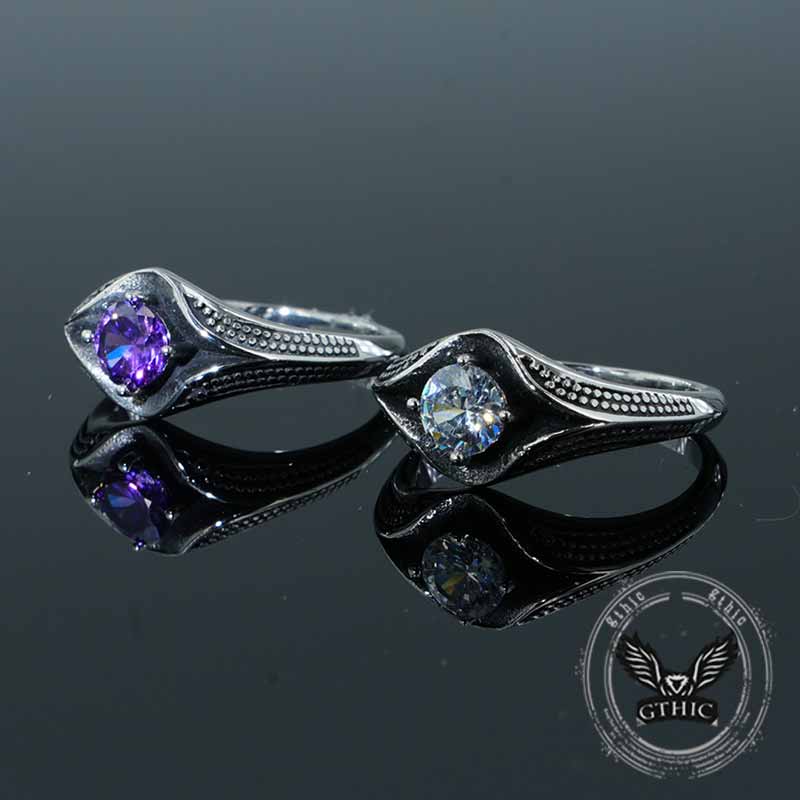 Simple Gemstone Eye Design Ring in Stainless Steel
