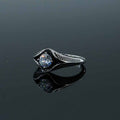Simple Gemstone Eye Design Ring in Stainless Steel