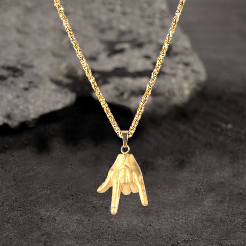 Simple Gesture Expression Pendant in Stainless Steel