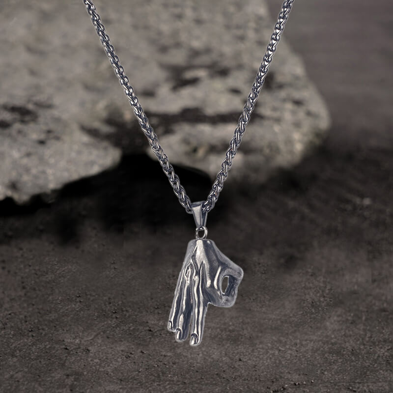 Simple Gesture Expression Pendant in Stainless Steel
