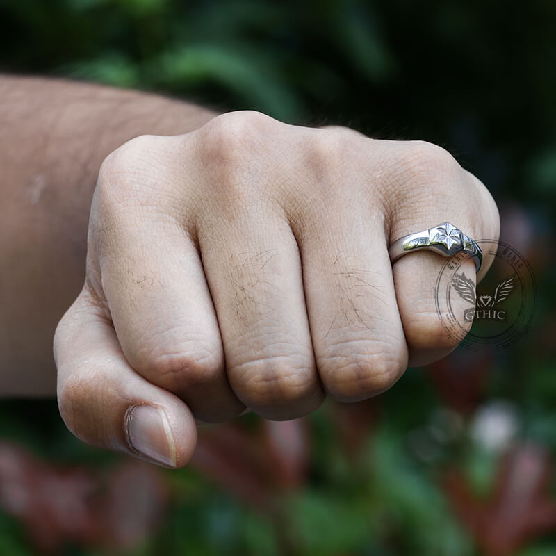 Simple Hexagon Flower Ring in Stainless Steel