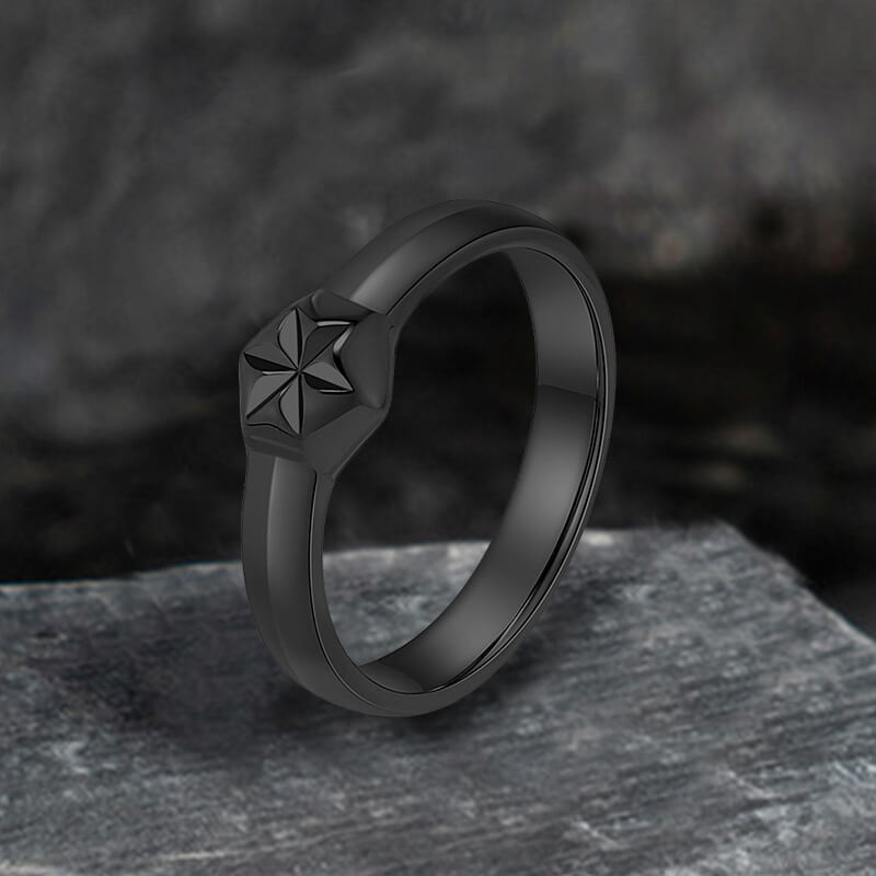 Simple Hexagon Flower Ring in Stainless Steel