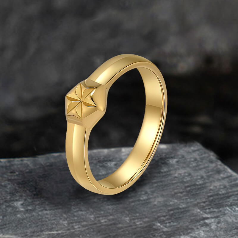 Simple Hexagon Flower Ring in Stainless Steel