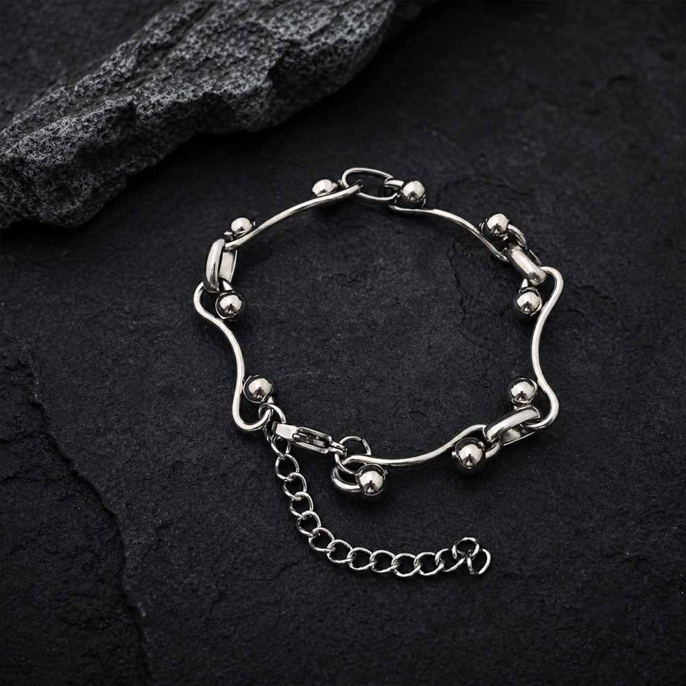 Simple Interlocking Bead Link Necklace in Stainless Steel
