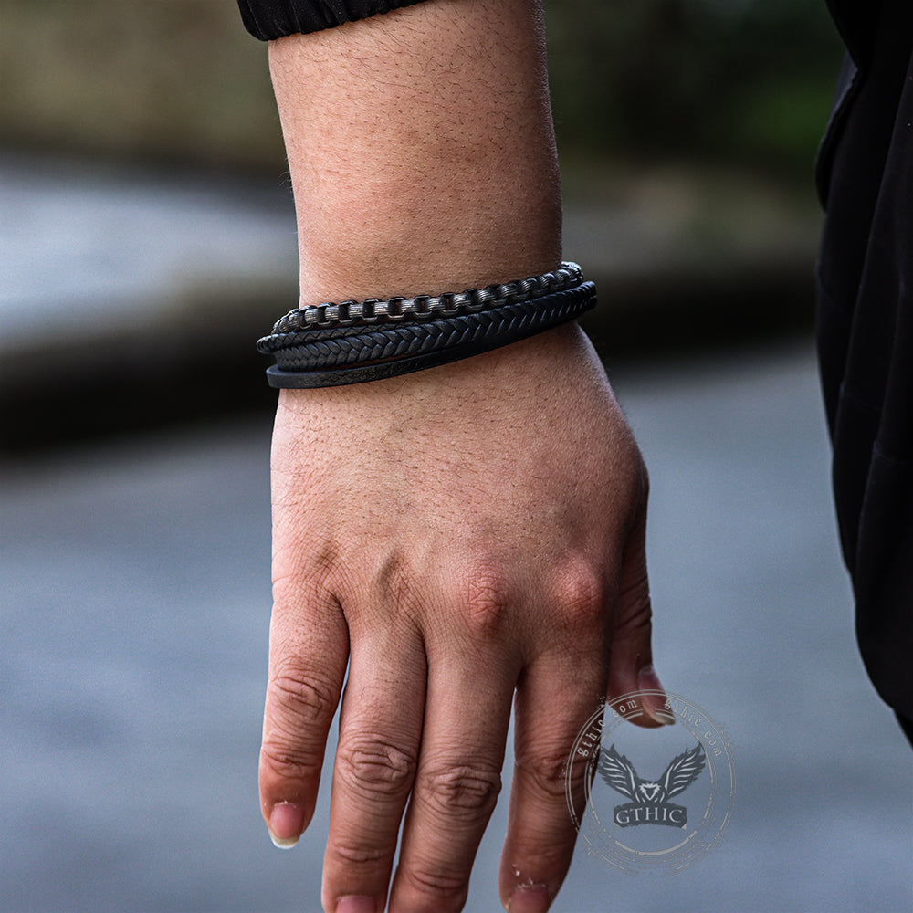 Simple Multi-layer Braided Bracelet in Stainless Steel