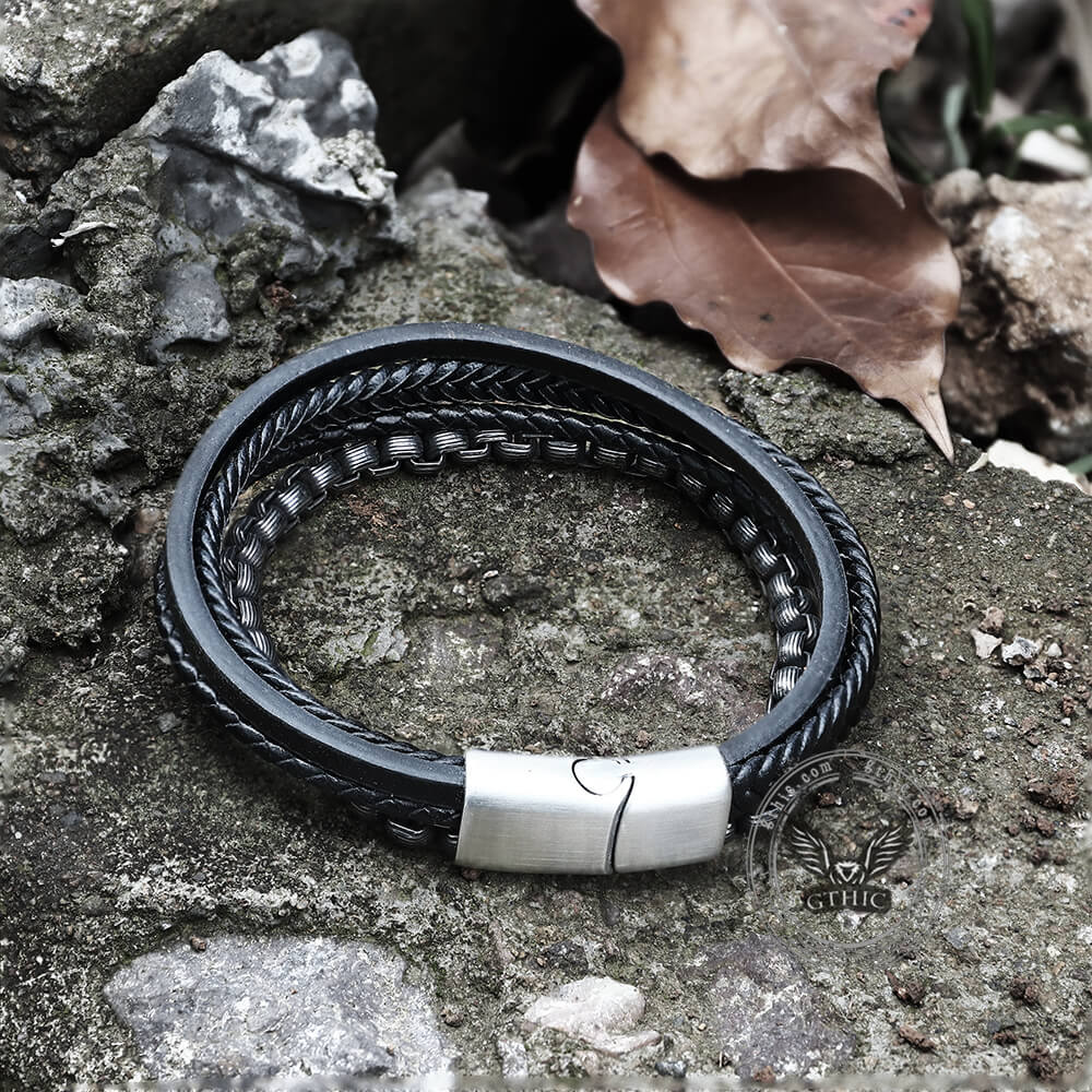 Simple Multi-layer Braided Bracelet in Stainless Steel