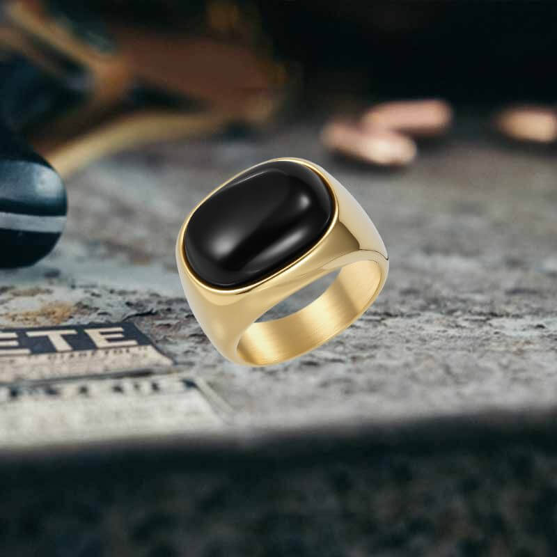 Simple Oval Tiger Eye Stone Ring in Stainless Steel