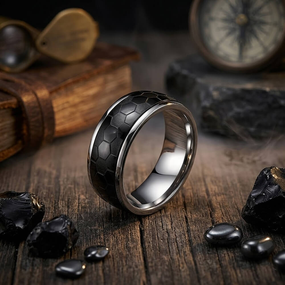 Simple Soccer Pattern Stainless Steel Spinner Ring