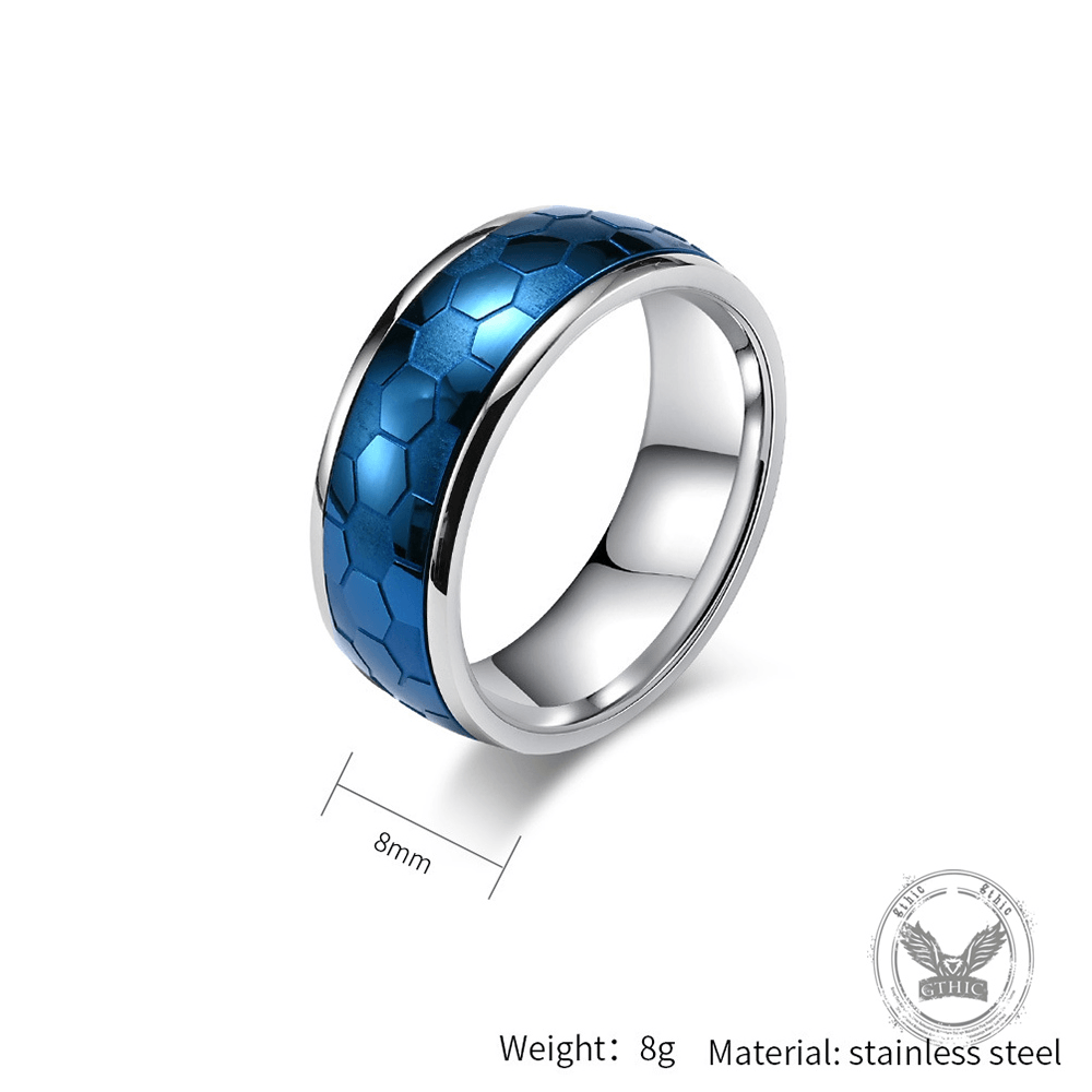 Simple Soccer Pattern Stainless Steel Spinner Ring