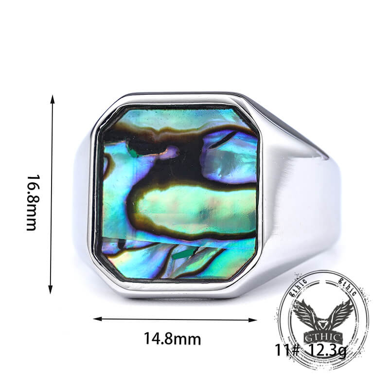 Simple Square Colorful Gemstone Ring in Stainless Steel