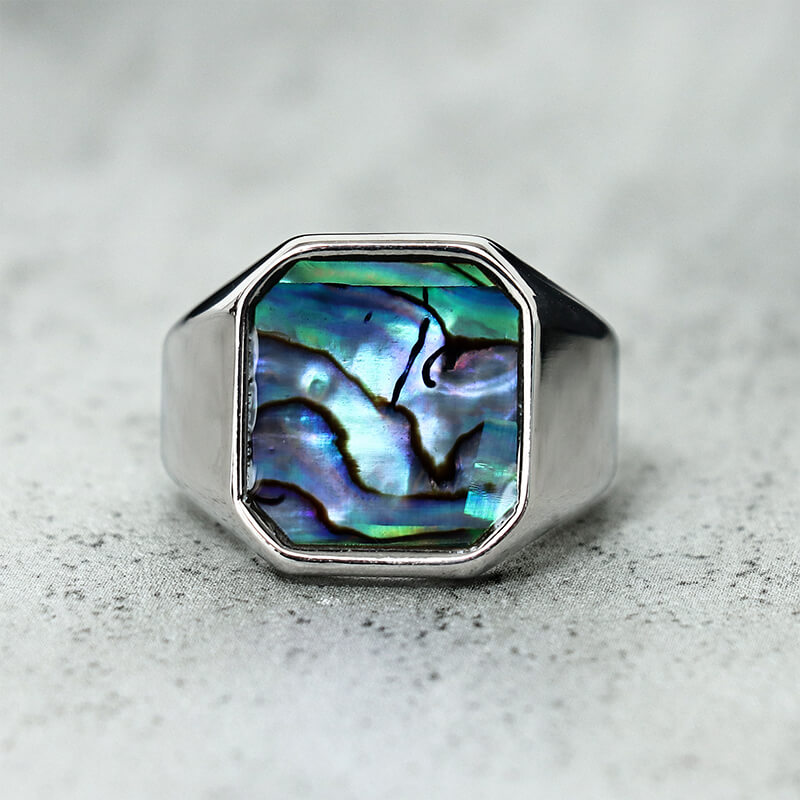Simple Square Colorful Gemstone Ring in Stainless Steel