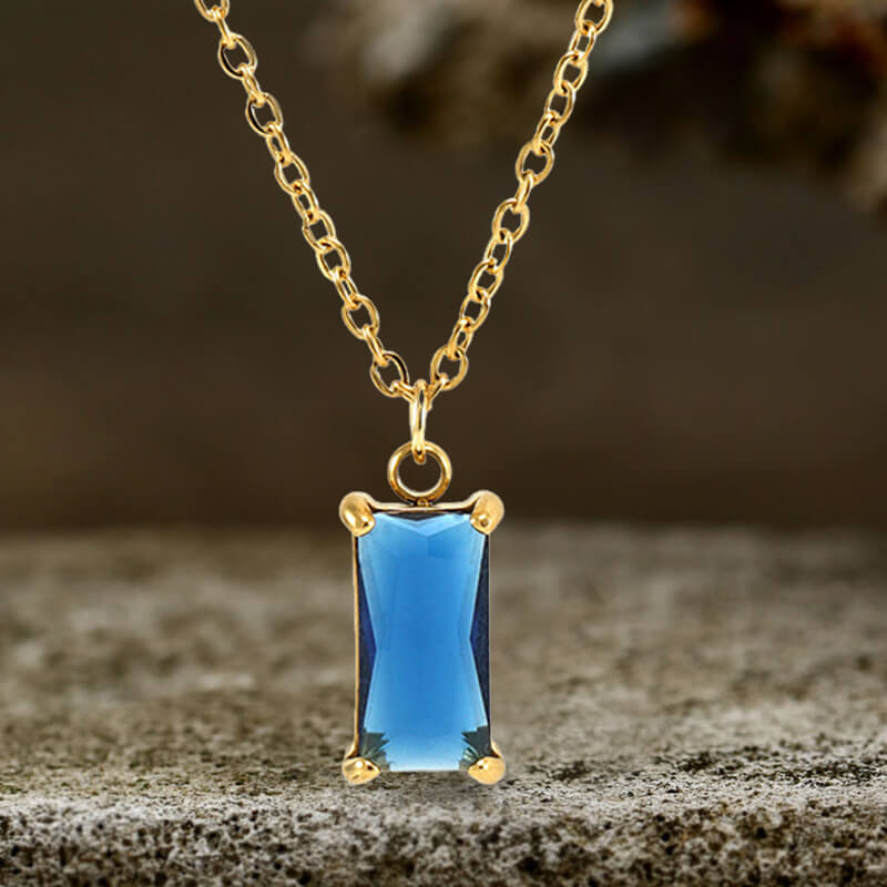 Simple Square Zircon Necklace in Stainless Steel