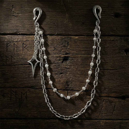 Simple Star Double-Layer Alloy Faux Pearl Pants Chain