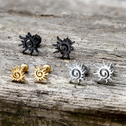 Simple Sun Pattern Stud Earrings in Stainless Steel