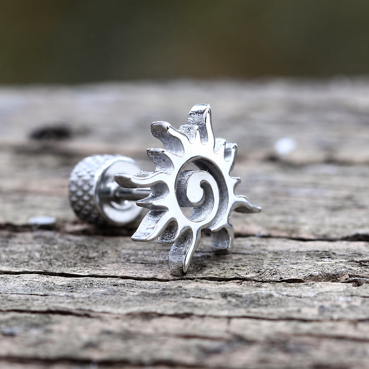 Simple Sun Pattern Stud Earrings in Stainless Steel