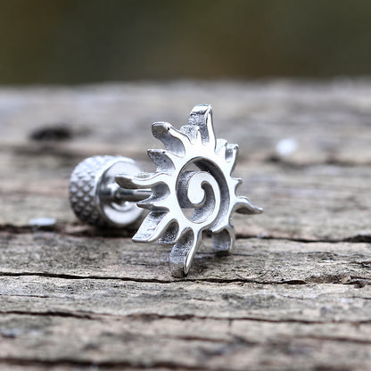 Simple Sun Pattern Stud Earrings in Stainless Steel