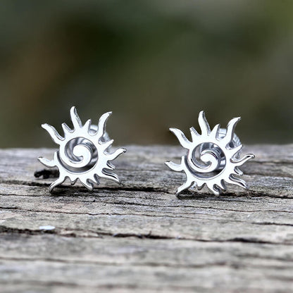 Simple Sun Pattern Stud Earrings in Stainless Steel