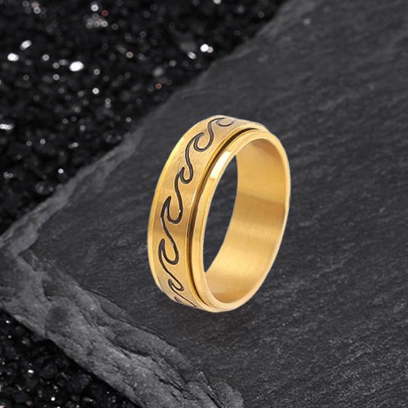 Simple Wave Pattern Stainless Steel Spinner Ring