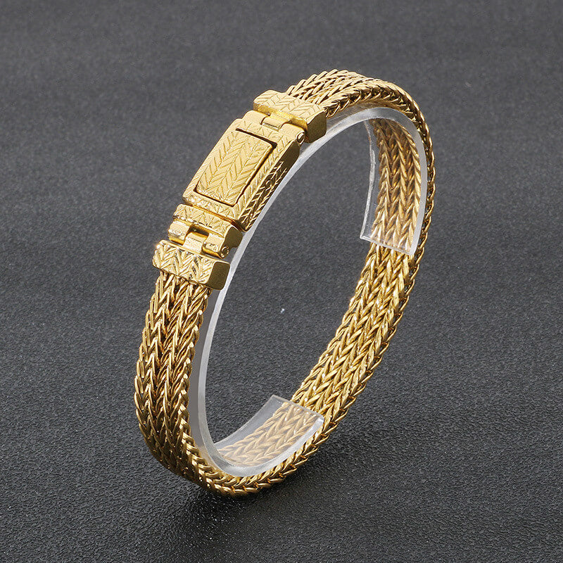 Simple Wheat Braided Bracelet in Stainless Steel