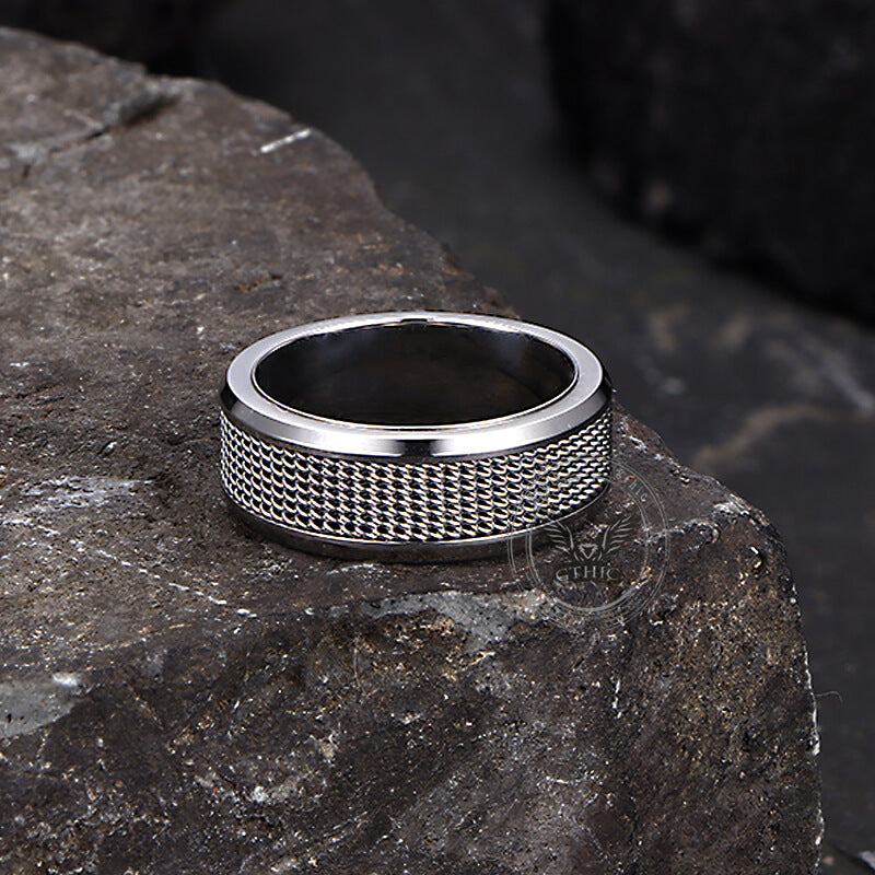 Simple Woven Mesh Design Ring in Stainless Steel